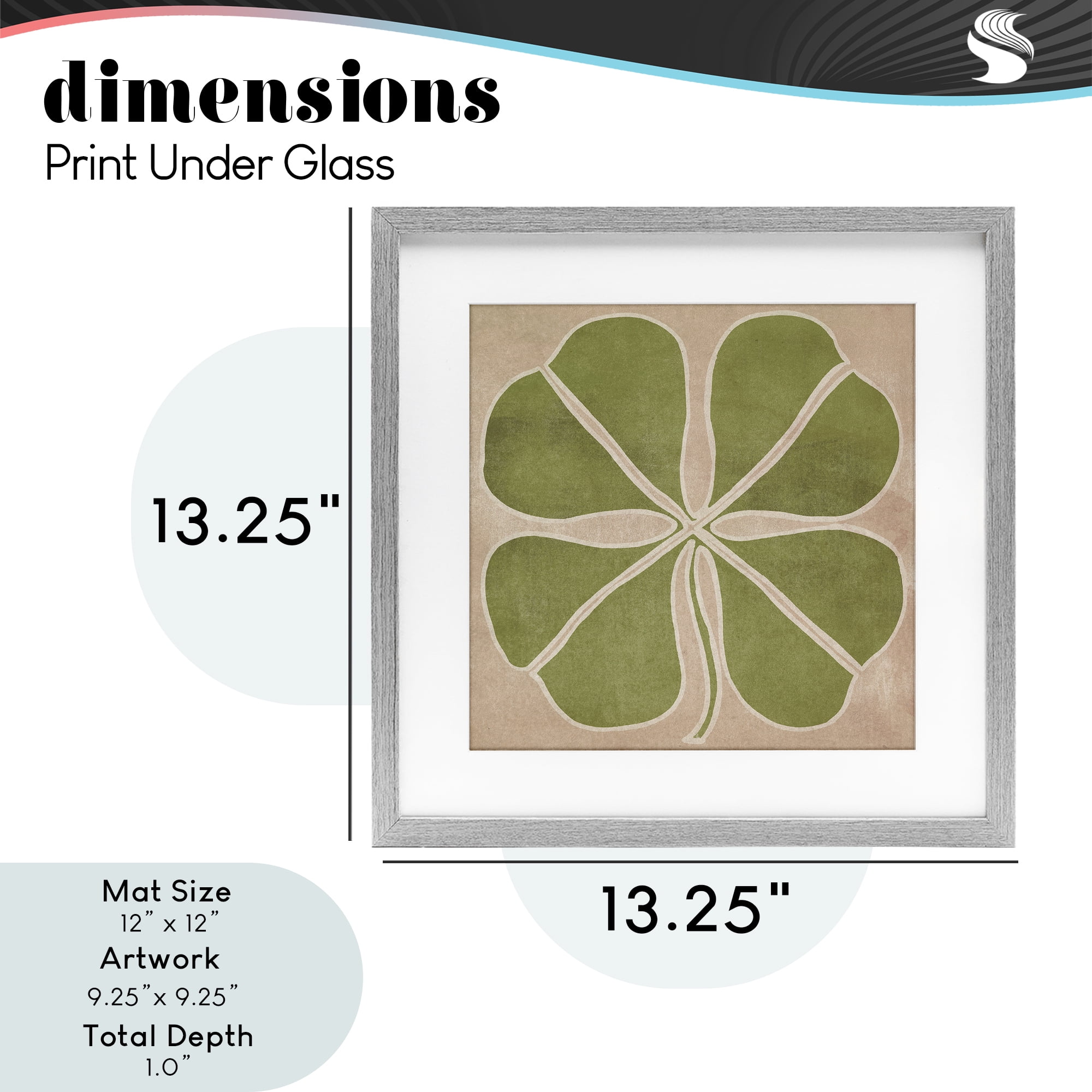 Neutral Symmetrical Clover Gray Framed Print Under Glass, design by June Erica Vess