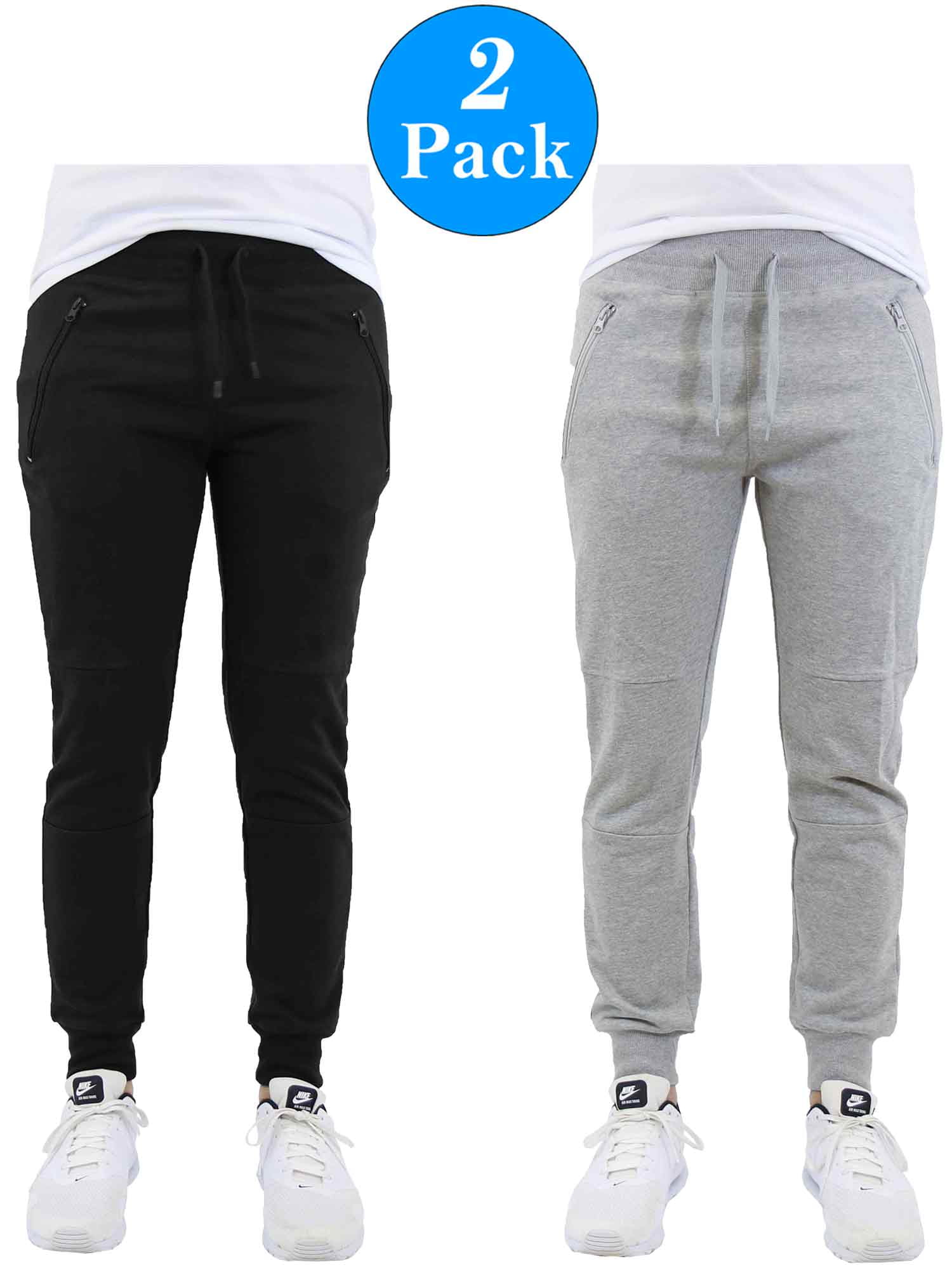 Men's Slim-Fit Jogger Sweatpants With Zipper Pockets (2-Pack) | Walmart ...