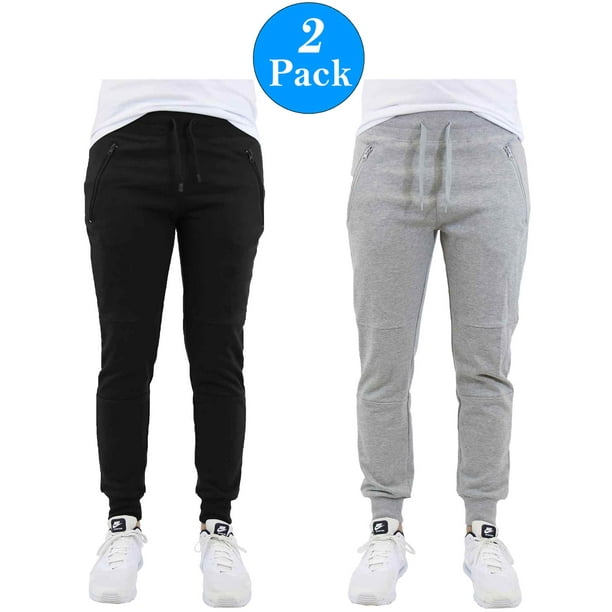 Men's Slim-Fit Jogger Sweatpants With Zipper Pockets (2-Pack) 