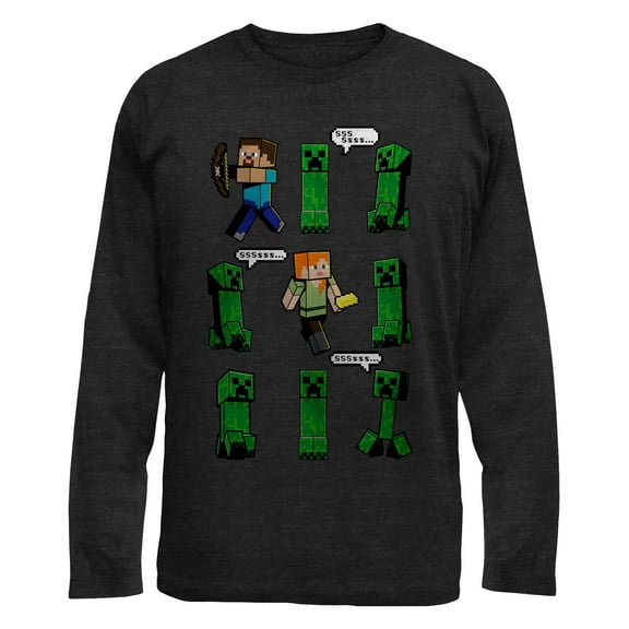 Minecraft Boys' Creeper Speech Bubbles Long Sleeve T-Shirt, Sizes 4-16