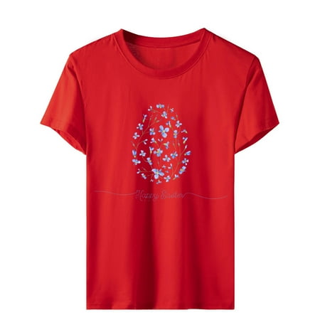

Plus Size Tops for Women Crop Tops Women s Trendy Crew Neck Short Sleeve Easter Print Tops T Shirts for Women Maternity Shirts Savings Clearance Deals Valentines Day Shirts Women Red XL