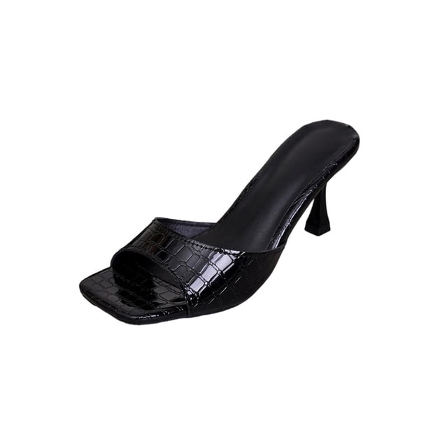 Sandalias de Deslizamiento Cómodas de Talla Mayor de Tacón Alto Abierto, Tacones Casuales de Moda para el Trabajo Y el Uso Diario