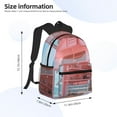thumbnail image 5 of Gukieu Pastel Pink Beach Cafe Print Backpack, Waterproof Backpack with Adjustable Shoulder Straps, Suitable for Campus, Business, Travel, Unisex, 5 of 6