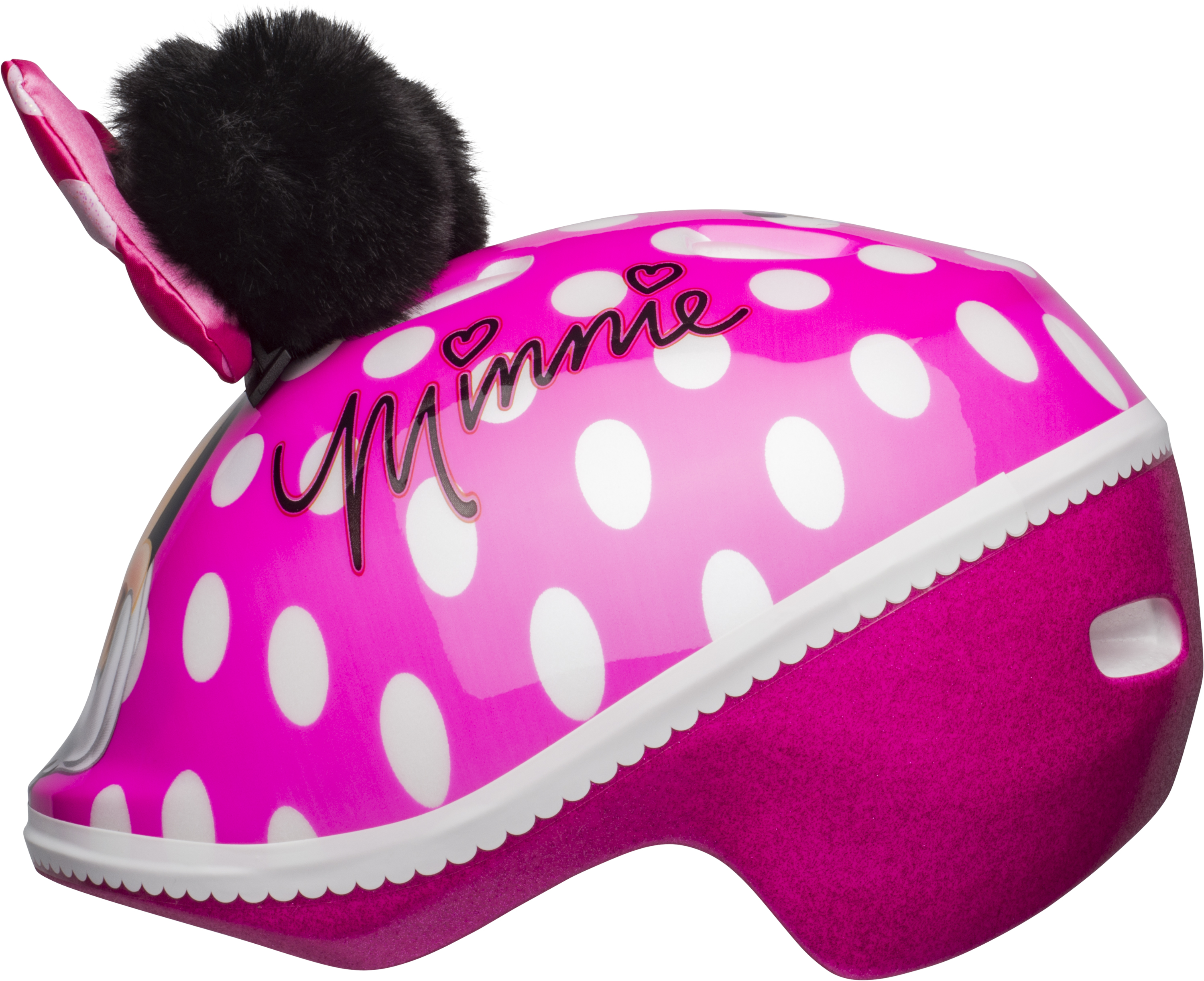 Bell Disney Minnie Mouse Pom Pom Ears Bike Helmet, Punch Pink, Toddler 3+ (48-52cm) - image 3 of 8