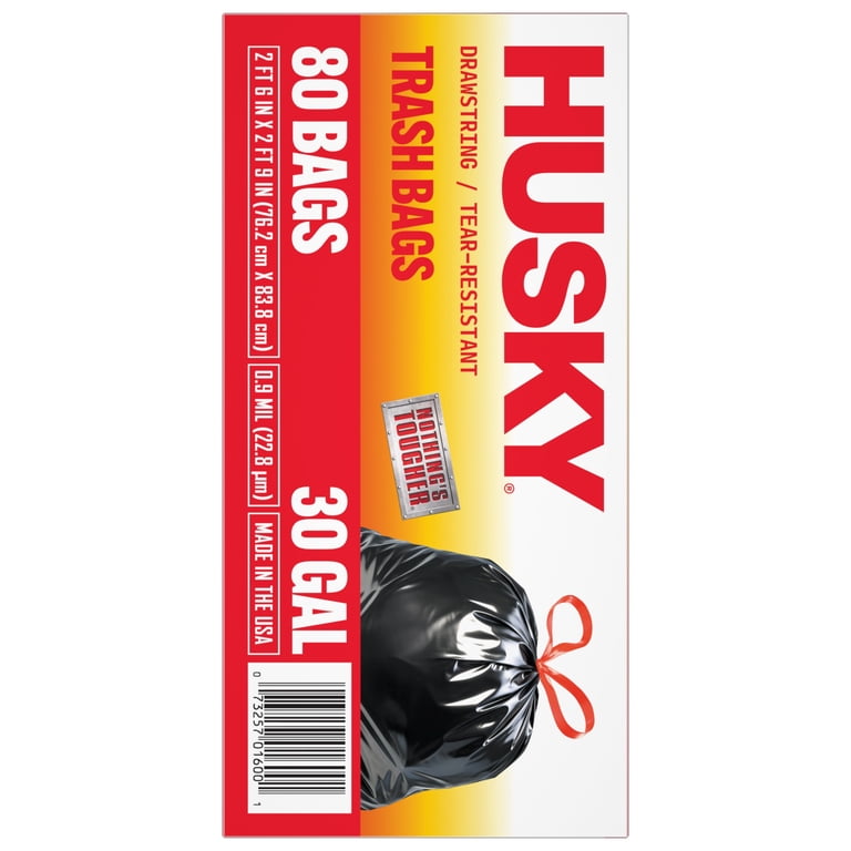 Husky, Large Drawstring Trash Bags, 30 Gallon, 80ct - Walmart.com