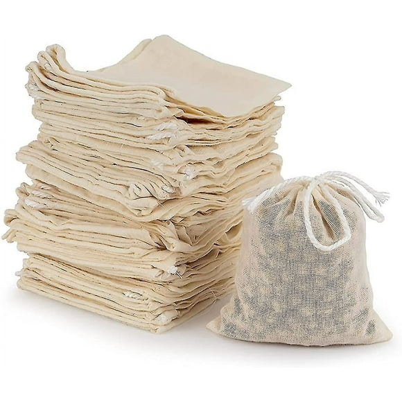 20 bolsas de muselina de algodón, bolsas de filtro de té reutilizables con cordón