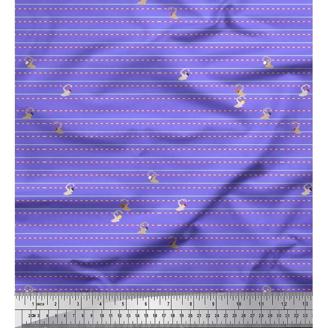 Soimoi Poly Georgette Fabric Swimming Pool Race Sports Print Sewing Fabric Yard 42 Inch Wide