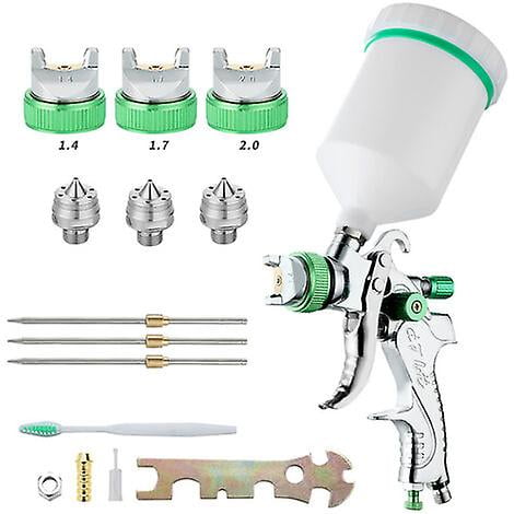 Professional High Pressure Paint Spray Gun Air Spray Gun Kit Gravity Feed Pneumatic Paint Spray Gun HVLP 600CC 1.4MM/1.7MM/2.0MM 3 Size Nozzles