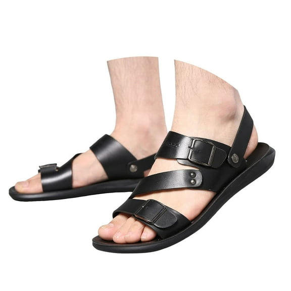 Sandals for Men 2025 Casual Comfortable Leather Beach Walking Driving Slingback Work Slip on Sandals