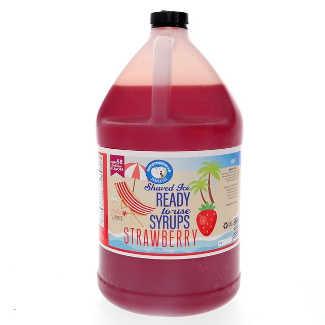 LZHF Strawberry Ready to Use Gallon (128 Fl. Oz) Hawaiian Snow Cone Flavors Syrup - Shaved Ice, 100% Pure Cane Sugar