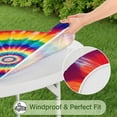 thumbnail image 5 of Colorful Rainbow Tie Dye Spiral Pattern Round Fitted Tablecloth with Elastic Edge,Dining Table Cover Waterproof,Outdoor Round Tablecloth for Camping,Dining,Indoor and Outdoor, 5 of 7