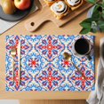 thumbnail image 2 of Boho Flower Placemats Set of 6, Blue Red Floral Abstract Lines Non-Slip Place Mats Washable Table Mats for Kitchen Dining Table Decorations Indoor/Outdoor, 2 of 9
