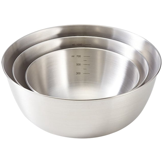 Cuenco de cocina de acero inoxidable de 3 piezas, cuenco para mezclar huevos, cuenco para ensalada, cuenco para cocinar sopa con báscula