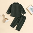 thumbnail image 6 of Toddler Boy Linen Set, Button Down Shirt & Pants Two-Piece, Long Sleeve Casual Matching Outfit For Boys Army Green 3-4 Years, 6 of 8