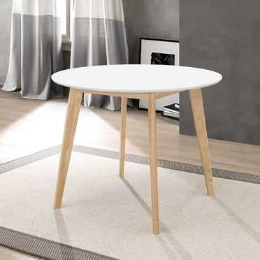 GeeHome Matte White and Natural Round Dining Table