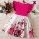 thumbnail image 4 of Odeerbi Niñas Rib Knit Floral Vestidos Verano Ruffle Manga Lazo Princesa Vestido Sin Mangas Cuello Redondo, 4 of 5