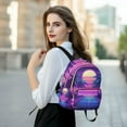 thumbnail image 6 of FORMRS Mini Backpack Purse for Women Travel Daypack Casual Shoulder Bag, Purple Digital Art, 6 of 7