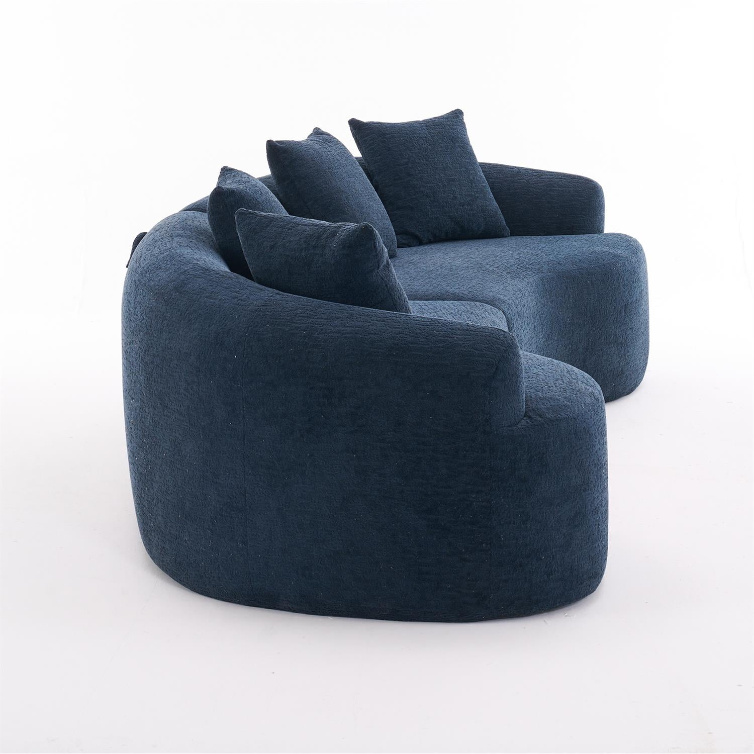 Demi Bonn 110"L Modular Sectional Sofa with Full Compression Sponge, Curved Design, High-Density Chenille Sleeper Couch for Living Room, 800 lbs Capacity, Blue