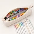 thumbnail image 5 of Cylindrical Pencil Case,Large Capacity Zipper Canvas Stationery Pouch,Spacious Storage Bag for Daily Desk Organizer,Travel Carry,Beige, 5 of 7