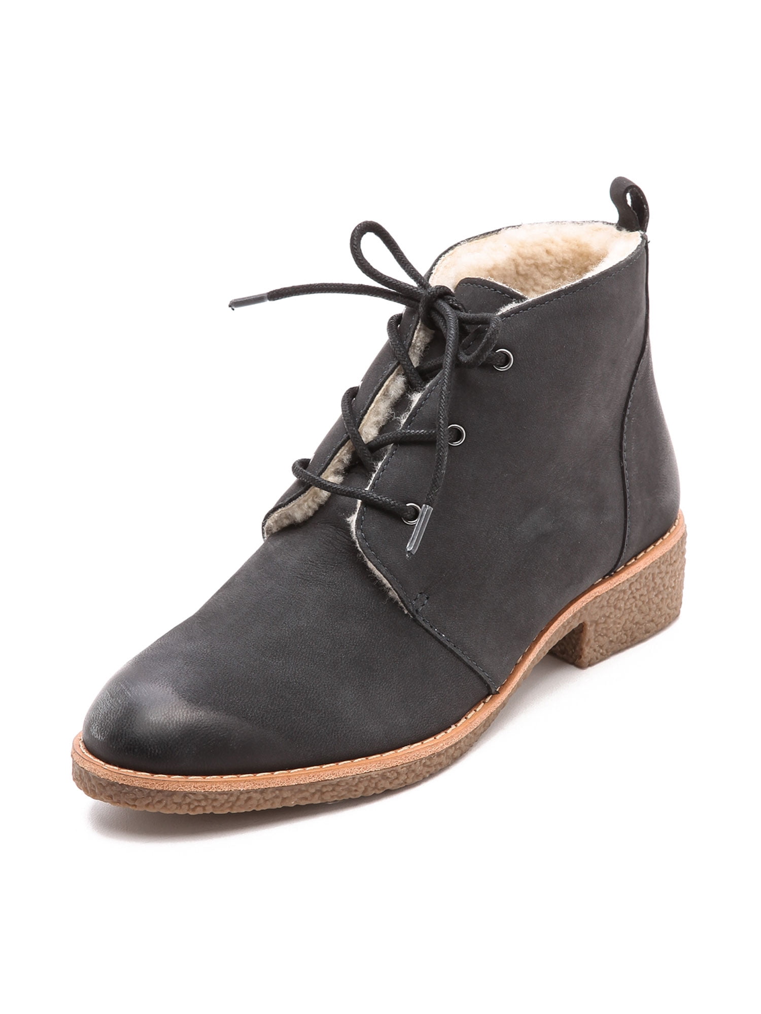 Rebecca Minkoff Women's PerSys Shearling Lace-Up Booties US 8.5 Petrol Green