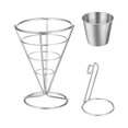 thumbnail image 4 of CSChome Support de Frites Panier avec Trempette Support de Frites Collations Apéritifs Cône en Acier Inoxydable Restaurant Buffet, 4 of 6