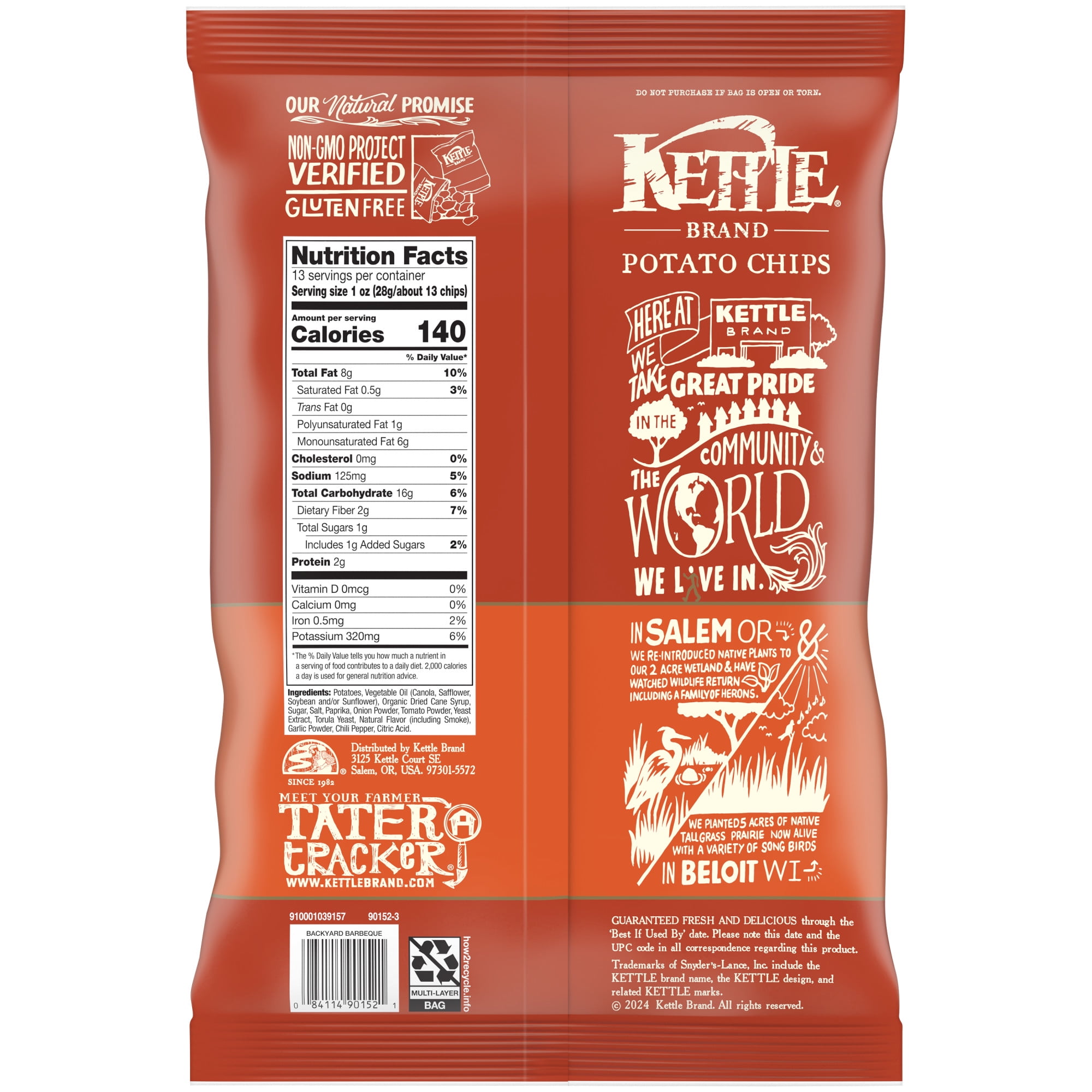 (2 pack) Kettle Brand Backyard Barbeque Potato Chips, 13 oz 1 Bag