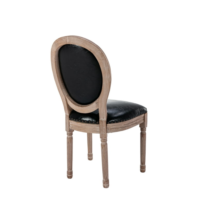 King Louis Chairs | Black leather Upholstered | Oval Back | C109