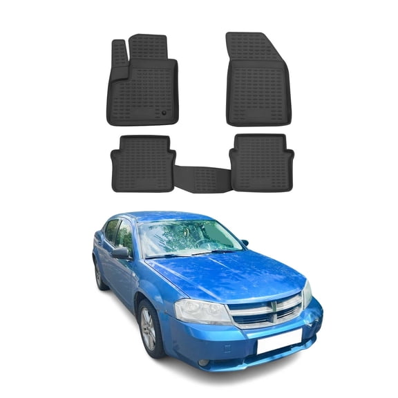 OMAC Floor Mats Liner for Dodge Avenger 2008-2014 Black TPE All-Weather 4 Pcs