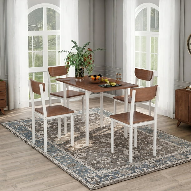 Chairs Rectangular Dining Table Set, Walnut Dining Room Table Set
