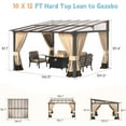 thumbnail image 2 of ALAULM 10' x 12' Gazebo，Hard Top Lean to Gazebo Wall Mount Heavy Hardtop Gazebo Outdoor Pergola with Curtains and Netting for Patio Garden Lawn Backyard Deck (Sand), 2 of 6