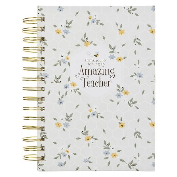With Love Inspirational Journal: Thank You for Bee-ing an Amazing Teacher, Honeycomb Pastel Floral, 192 Ruled Pages, Large Spiral-bound Notebook (8.4" x 6.4" x 1")