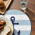 thumbnail image 4 of Round Placemats Set of 4 Navy Blue Anchor Place Mats Washable Woven Placemat Teal Stripes Circle Braided Table Mat for Kitchen Dining Table Party Home Decor 15 Inch, 4 of 8