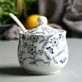 thumbnail image 4 of White Sugar Bowl With Lid And Spoon, Ceramic Salt Pot Storage Canister, Hand Drawn Pattern Spice Jar, Kitchen Decoration, Coffee Bar-White 3-200ml, 4 of 6