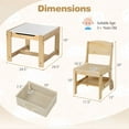 thumbnail image 3 of Gymax Ensemble 3-en-1 Table et Chaises pour Enfants avec Tableau Blanc/tableau Noir Réversible, Dessus, Rangement Dissimulé, Naturel, 3 of 10