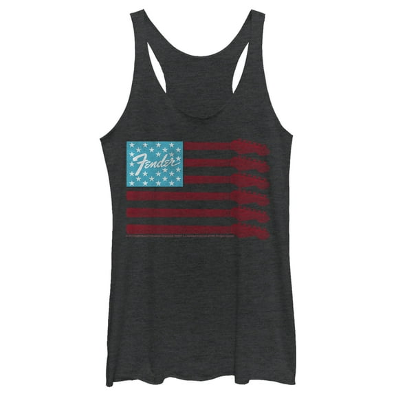 Women's Fender Guitar Flag Logo Racerback Tank Top Black Heather X Small
