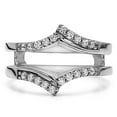 Chevron Prong Set Wedding Ring Guard in Sterling Silver (0.38ctw