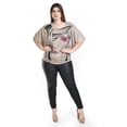 thumbnail image 4 of Blusa estampada con aplicaciones Roman Fashion /Tallas Extras, 8052 (Cafe) cafe 40, 4 of 5