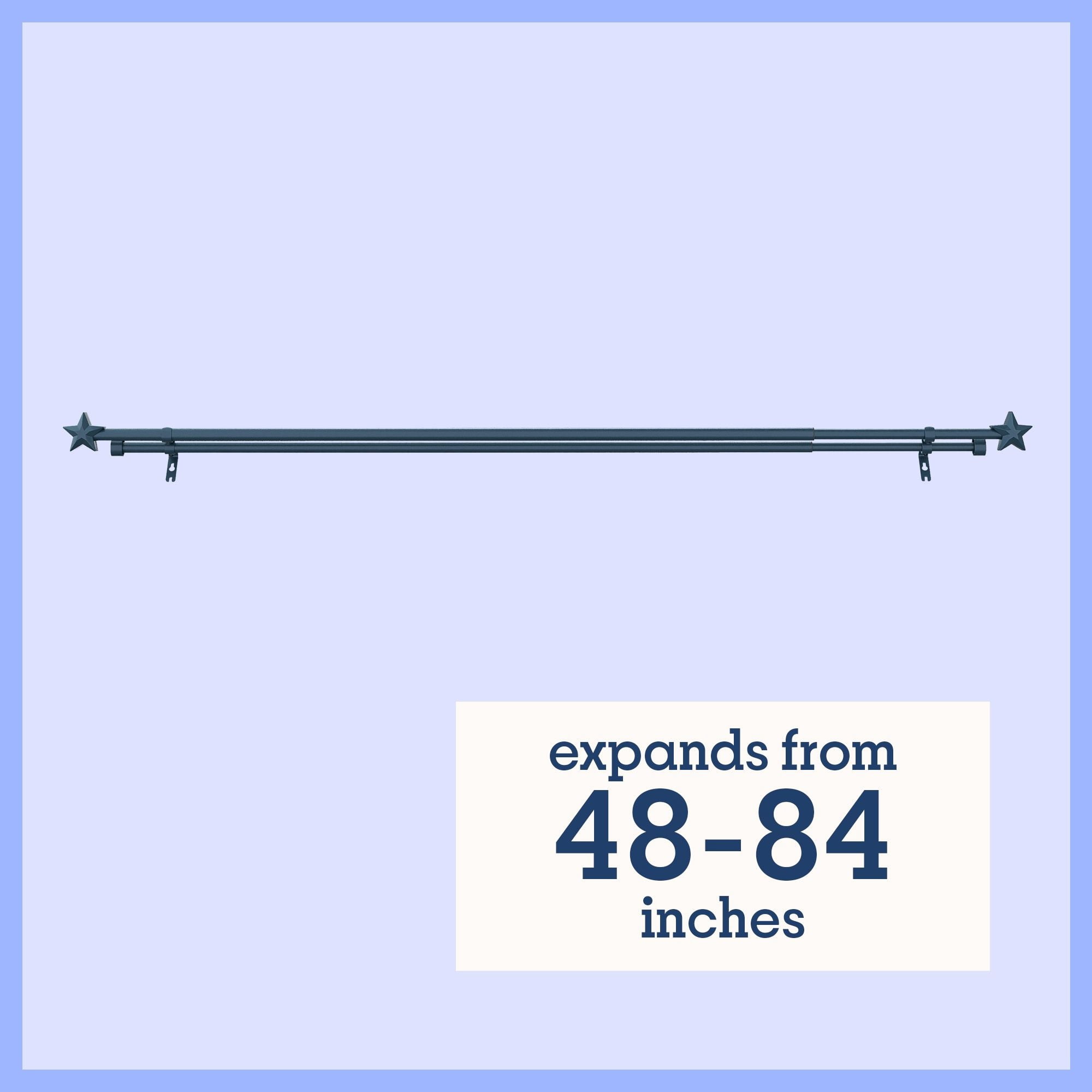 Mainstays Kids 3/4" Navy Blue Star Adjustable Double Curtain Rod, 48"-84"