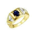 thumbnail image 3 of RYLOS Men's Rings Yellow Gold Plated Silver Rings Designer Weave Band 7X5MM Gemstone &  Diamond Ring Sapphire September Birthstone Rings For Men Size 10, 3 of 7