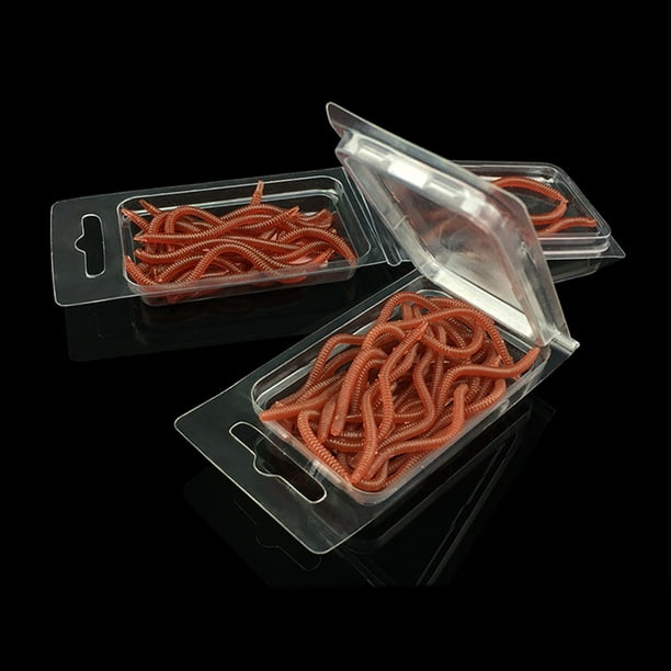 20pcs 8cm Simulation Fake Earthworm Fishing Lures Bait Bionic Worm Earthworm  Lifelike Lures (Red) 