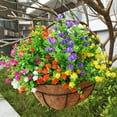 thumbnail image 6 of Twfbrm 2 Bundles Artificial Flowers for Outdoor, Realistic Eucalyptus Flowers with Green Leaves, UV Resistant Fake Flower Bouquet Faux Plastic Greenery Shrubs Spring Decoration for Garden Porch Patio, 6 of 9