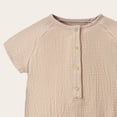 thumbnail image 6 of KPOPLK Baby Boy Clothes Infant Summer Casual Cartoon Print Romper Toddler Baby Plain Short Sleeve Bodysuit Jumpsuit Size 12-18 Months,Khaki, 6 of 6