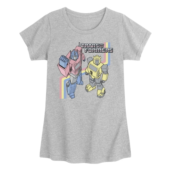Transformers - Pastel Optimus and Bumble Bee - Youth Girls Fitted Short Sleeve T-Shirt