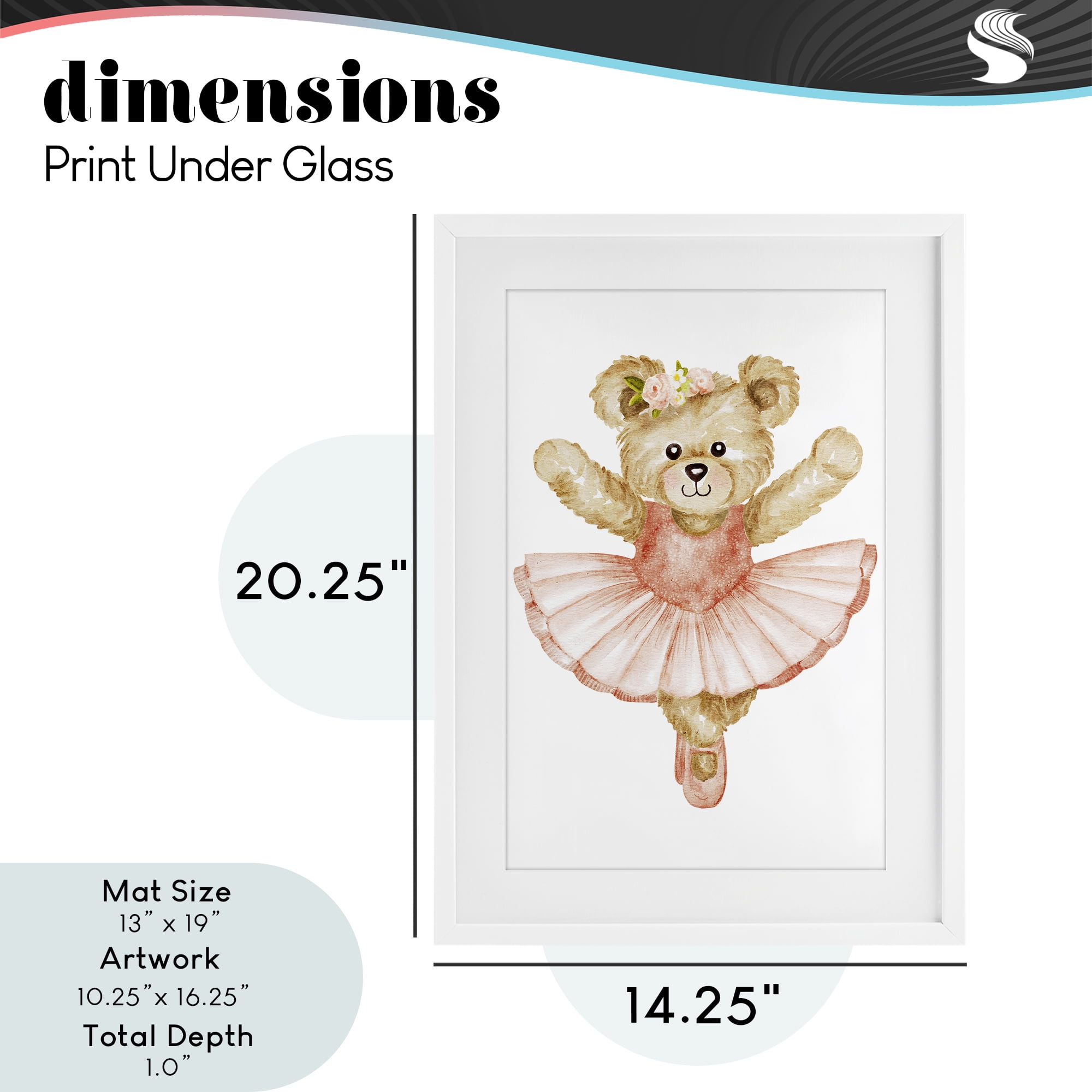 Teddy Bear Ballet Tutu White Framed Print Under Glass, design by Amy Hall