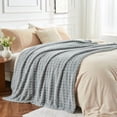 thumbnail image 2 of Super Soft King Blanket Grey Premium Silky Flannel Fleece 3D Waffle Checkered Lightweight Bed Blanket All Season Use (Light Grey, King(90"x110")), 2 of 8