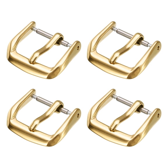Uxcell 4Pcs Watch Band Replacement Buckle 14mm 316L Stainless Steel Clasp, for Leather  Canvas Watch Bands, Gold Tone