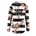 thumbnail image 6 of jsaierl Floral Print Hoodies for Women Striped Button Up Drawstring Sweatshirt Long Sleeve Casual Pullover Trendy Gradient Blouse Top, 6 of 6