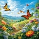 thumbnail image 1 of (sz4868) Serie Paisaje Mariposas Y Flores Jardín Con Diamantes Redondos Resina 30*30CM, 1 of 9