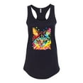 thumbnail image 2 of Wild Bobby Dean Russo Colorful Blue Eyes Cat Cat Lover Women Racerback Tank Top, Black, Small, 2 of 5