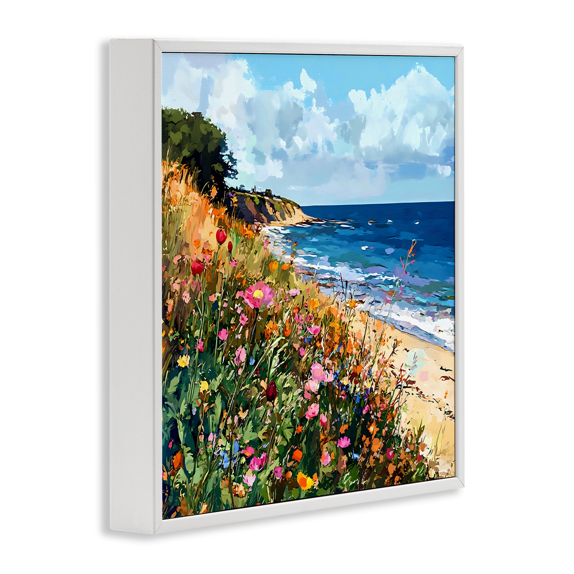 Stupell Industries Enchanted Oceanside Meadow White Framed Giclee Art, design by Creative Studio